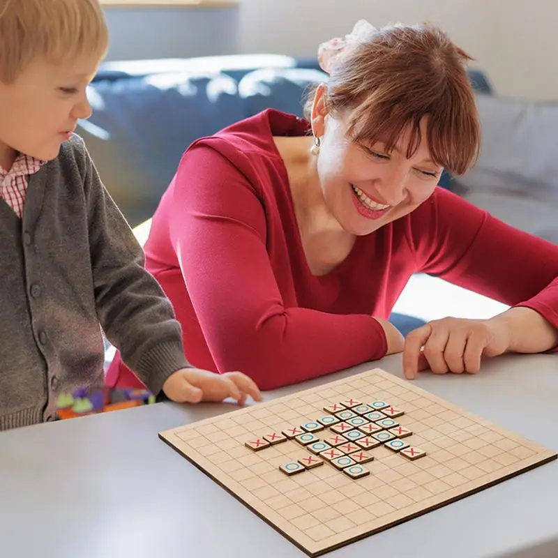 Interactive Board Game 2-in-1 Tabletop Game For Kids Wooden Children Classic Interactive Puzzle Two-player Game Early Education