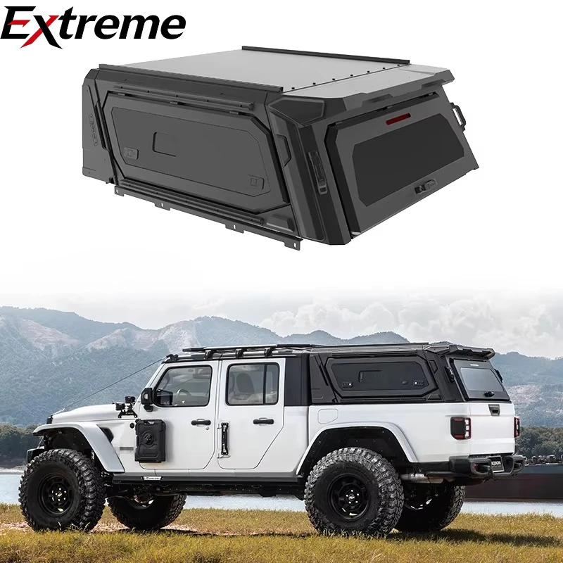 4x4 Waterproof Pickup Truck Hardtop Topper Camper Aluminum Truck Canopy Shell with Roof Rack for Jeep Gladiator JT Accessoires