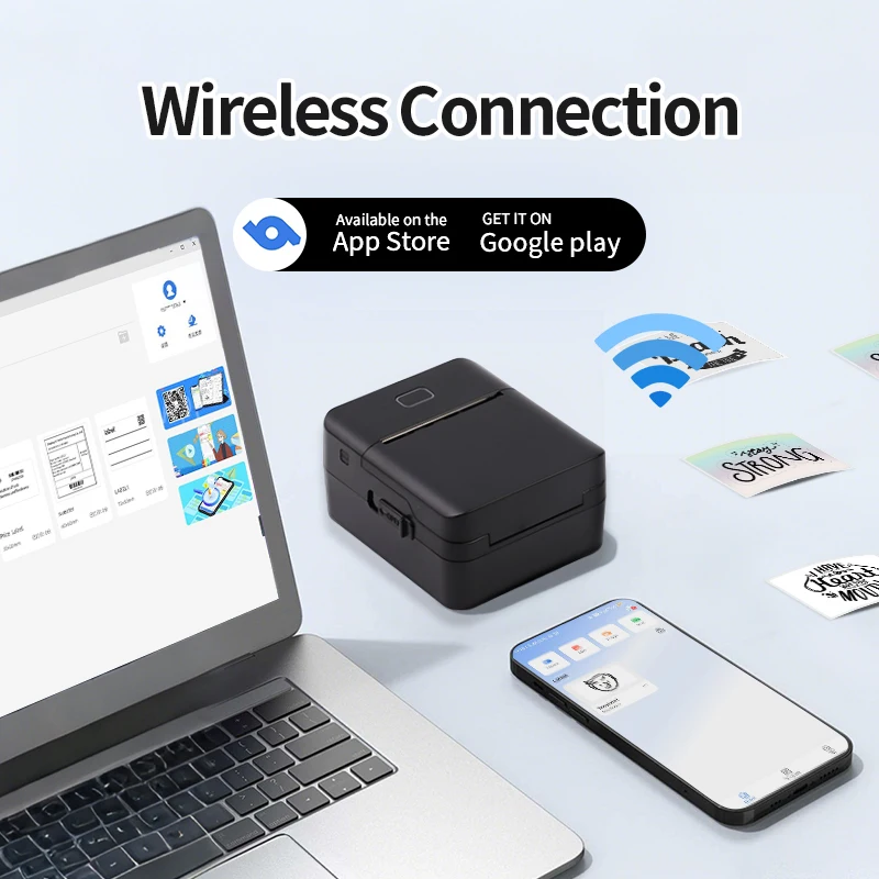 طابعة محمولة لاسلكية صغيرة فورية تدعم اتصال BT للهواتف الذكية المتوافقة مع نظام iOS Android Windows