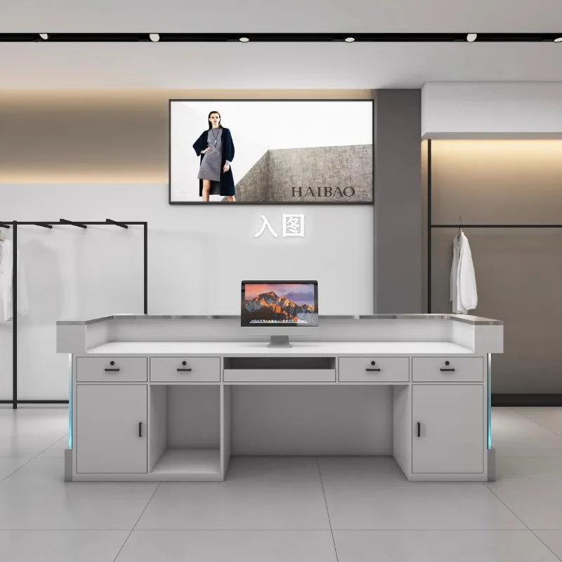 Design Blue Front Desk Reception Counter Modern U Shape Reception Desks Beauty Salon Clinic Mostrador Recepcion Office Furniture