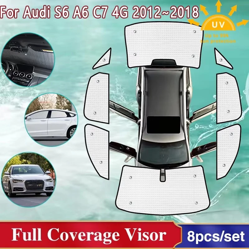 For Audi S6 C7 Accessories Audi A6 C7 4G 2012~2018 Sedan Car Windshield Sunshades Windows Sun UV Protection Visor 2014 2015 2016