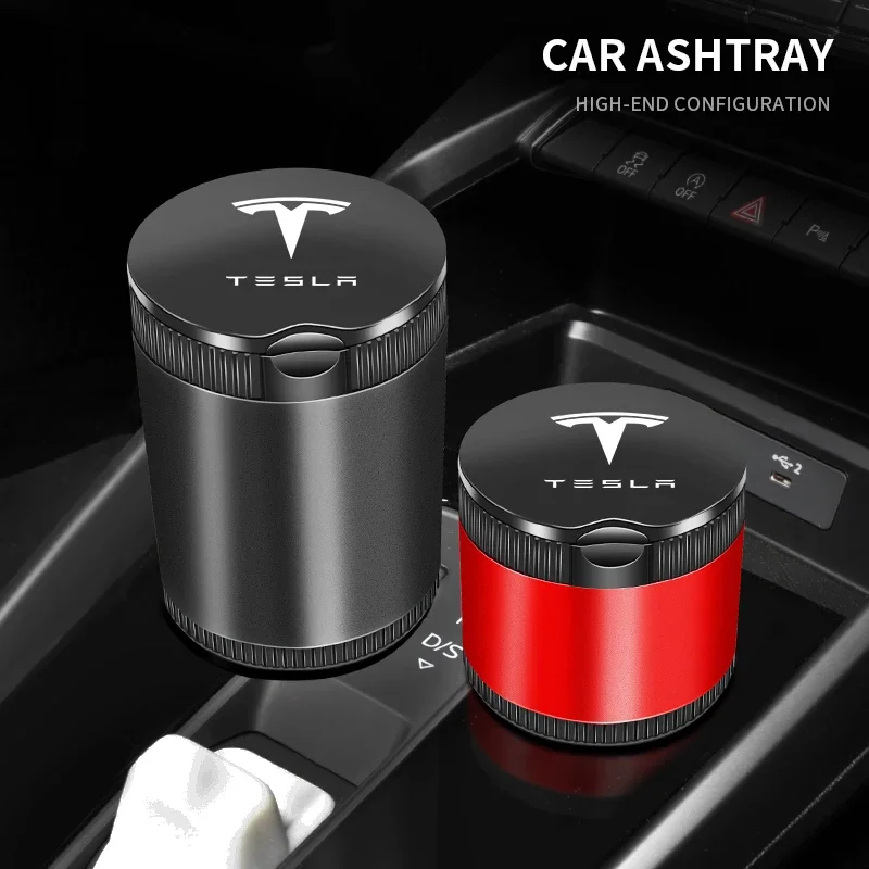 Car With Lid Smell Proof Ashtray Cup For Tesla Model 3 Roadster Y Bonina Juguete Cybertruck Coil S X Car Accessories Decoration