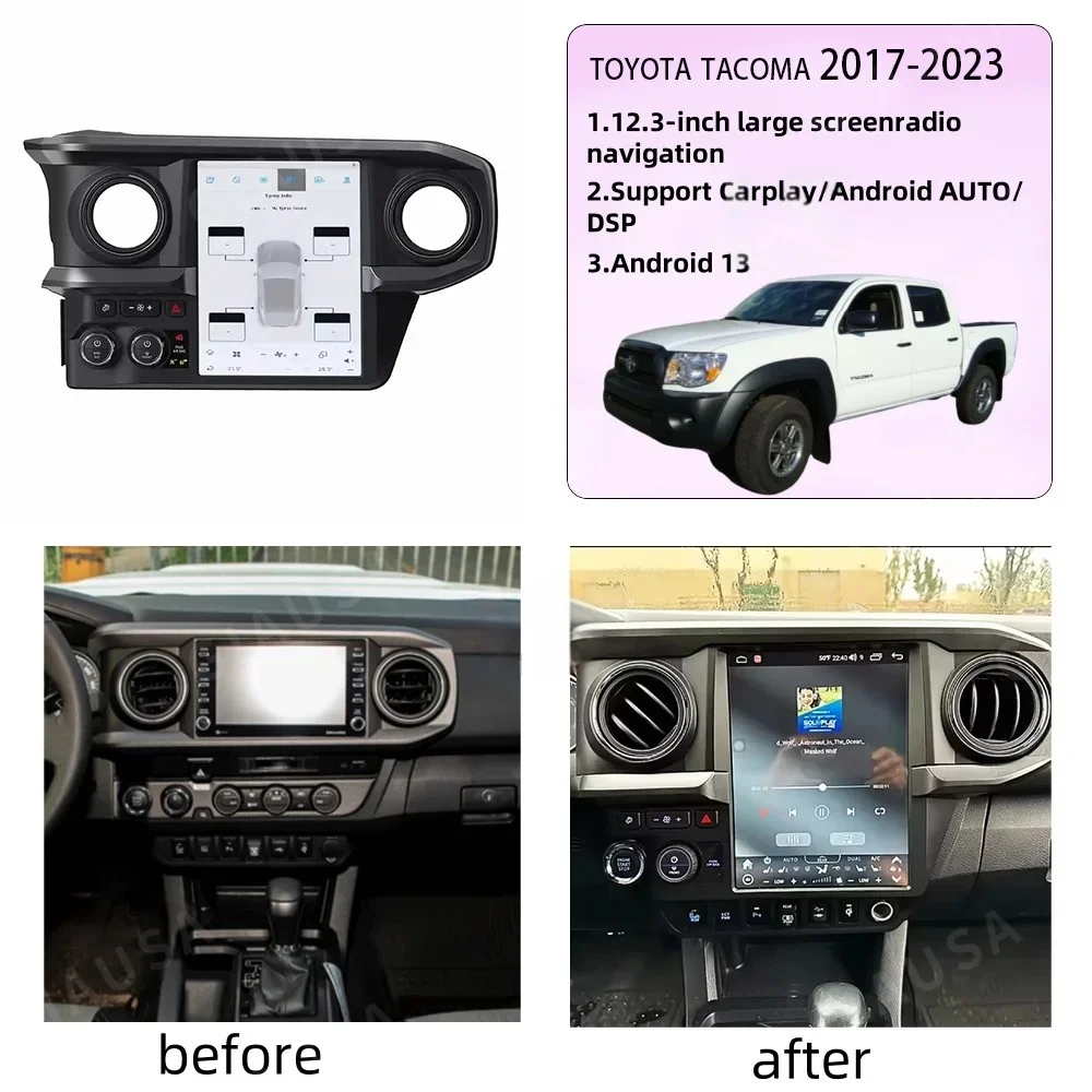 Multimedia Android 13.0 For Toyota Tacoma 2015 2016 2017 2018 2019 2020 2021 2022 GPS Navi Stereo Radio Head Unit Bluetooth 5.0