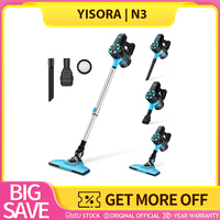YISORA N3 Cordless Vacuum Cleaner, 17kPa Powerful Suction, 0.7L Dust Cup, 40min Runtime, 2200mAh Capacity, 70dB Noise Level, Light Blue, Ultralight Vacuum Cleaner, 2 Level Mode, Practical Design