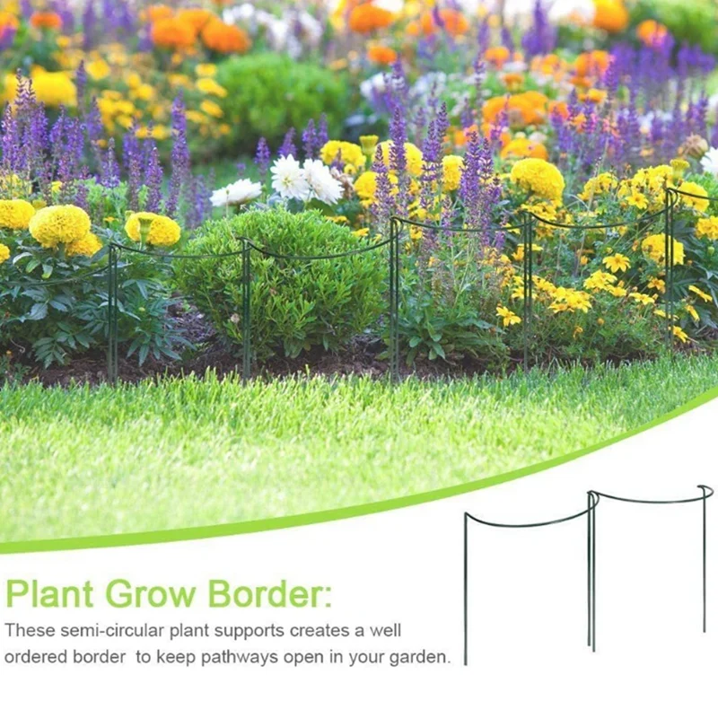 Garden Plant Support Stake, Heavy Duty Interconnecting Semi-Circular Peony Support Ring Cage, Plant Support Rack(10Pcs)