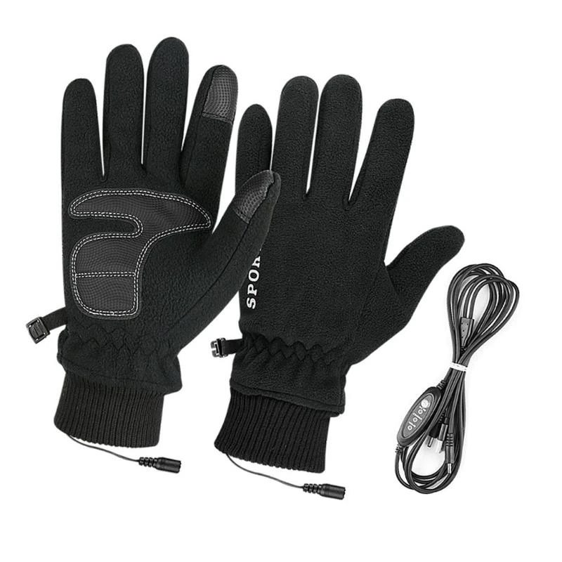 قفازات قابلة للشحن مع بطانة من الصوف للتزلج في الطقس البارد