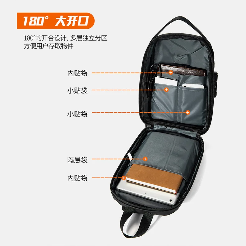 Side bag mens  Men's Leisure Fashion Waterproof Anti Theft Shoulder Chest Crossbody Sling Bag For Men