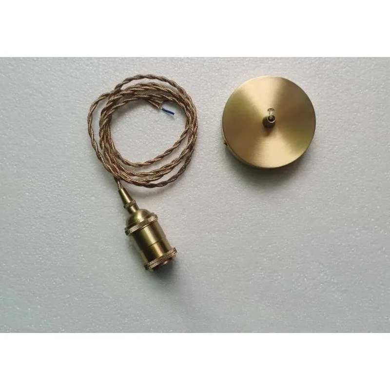 

E27 Threaded Retro American Style Solid Brass Lamp Holder with Cord Switch, Brass Pendant Light DIY Lighting Accessories