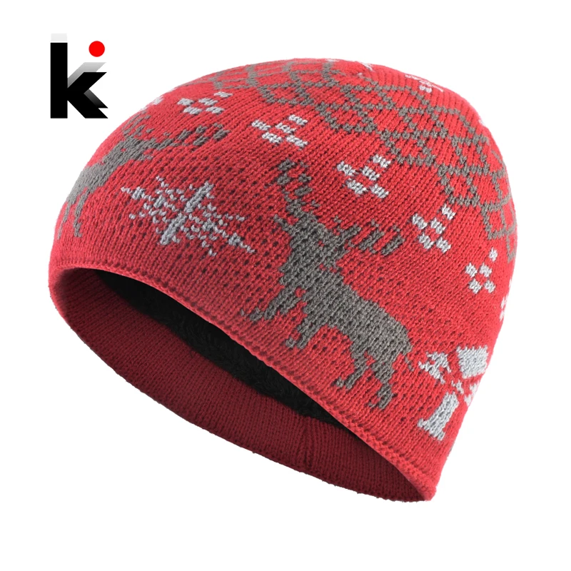 Christmas Hat For Women And Men Knitted Winter Beanie Double Layers Thick Hats Knit Milu Deer Festival Skullies Beanies Unisex