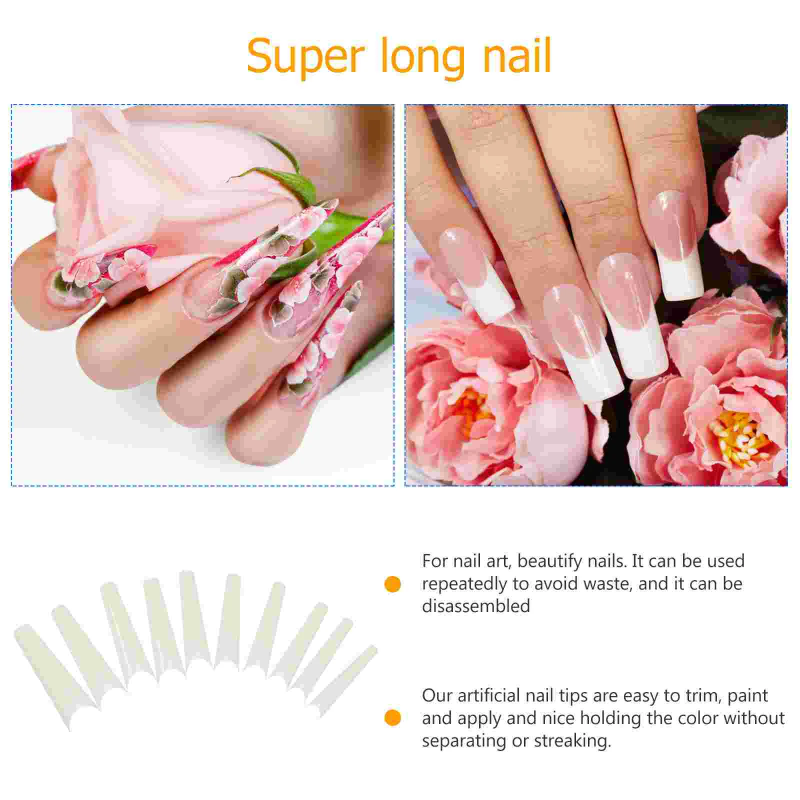 500 stuks kunstnageltips valse vingernagels ABS plastic doodskistvorm covers trimverf toepassing salon bruiloftsfeest