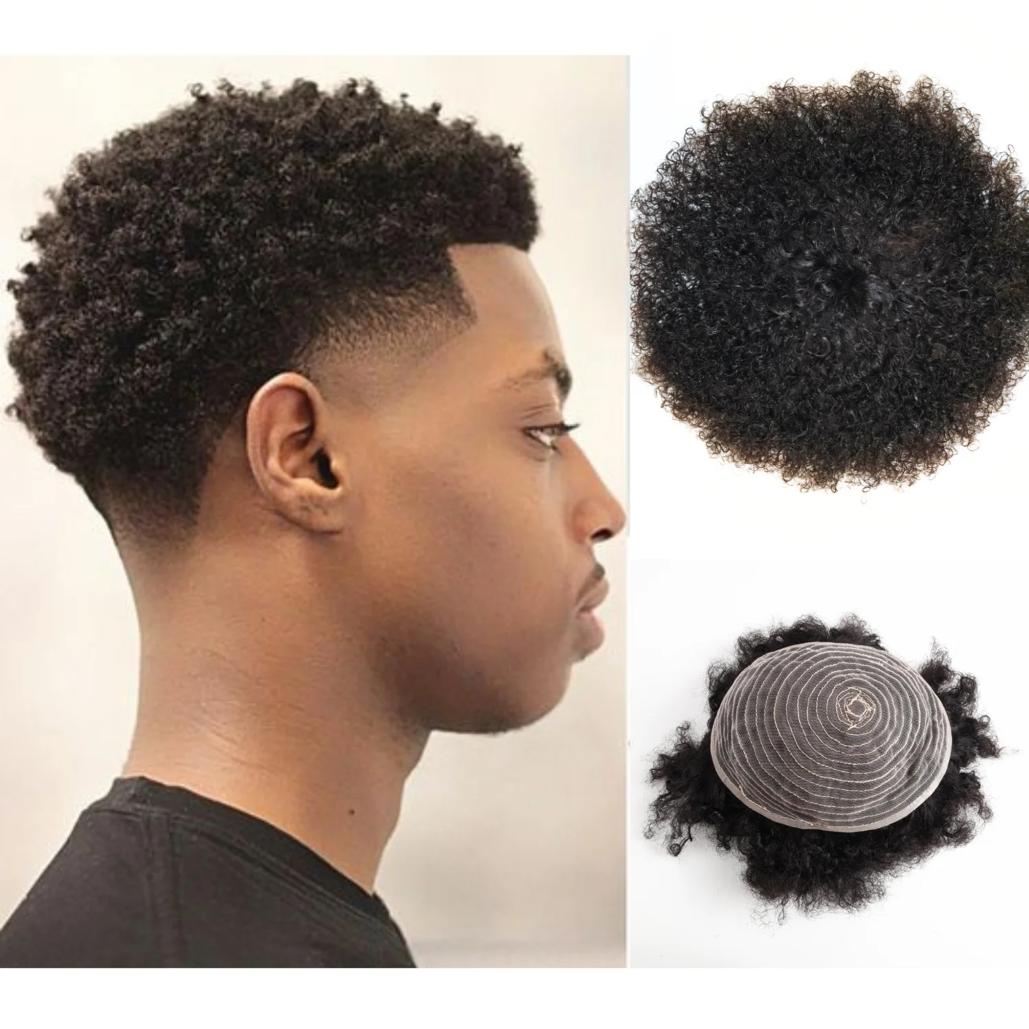 وحدة الرجال من DESHI شعر بشري حقيقي أفريقي مجعد شعر مستعار للرجال آلة كاملة جنون غريب مجعد شعر مستعار أمريكي أفريقي للرجال استبدال الشعر