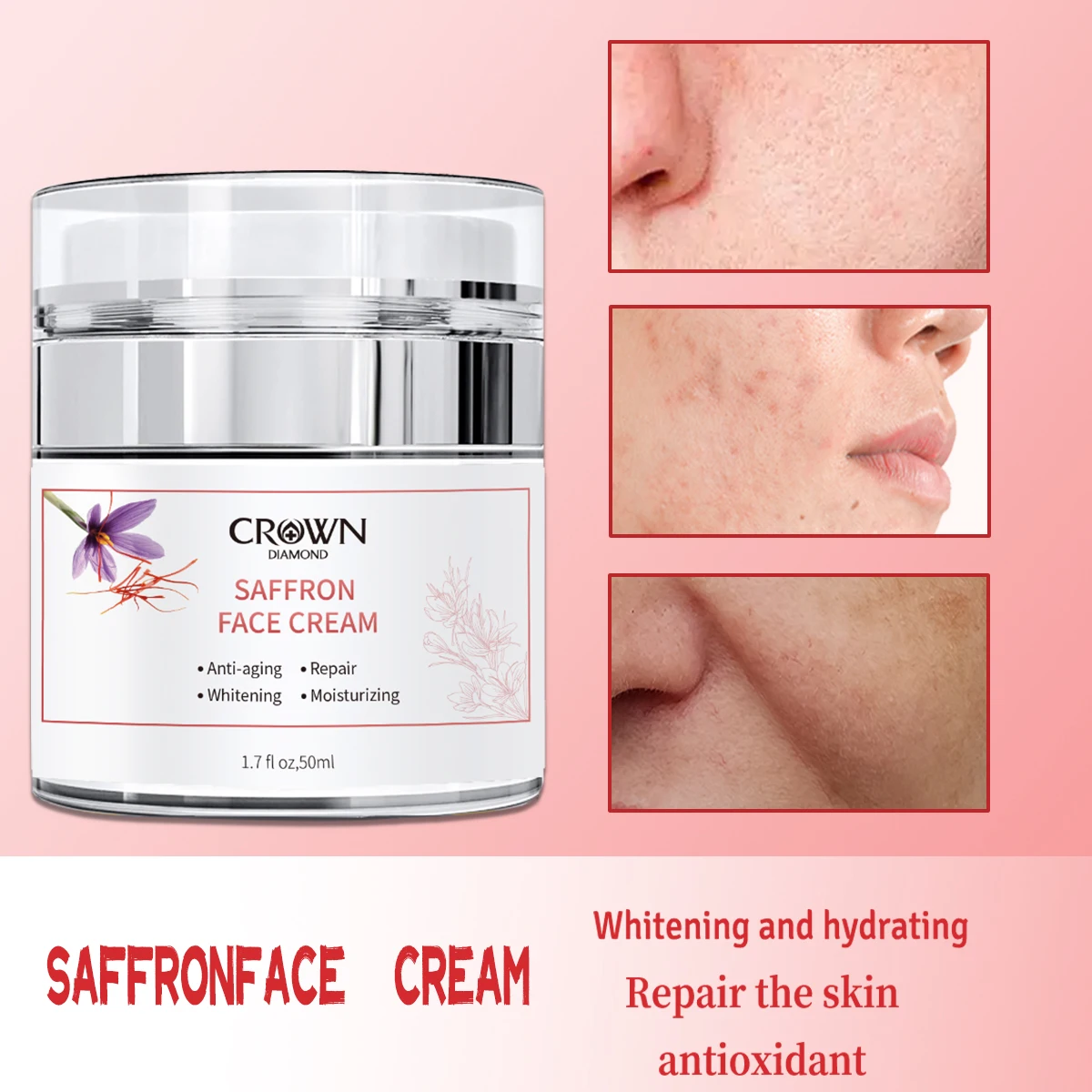 Wrinkles Remover Saffron Cream Whitening and Moisturizing Anti Aging Fade Fine Lines Repair of The Skin Carrot Facial Cream