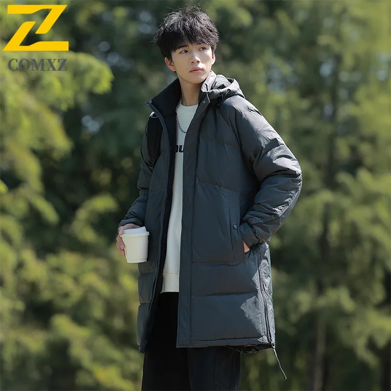 COMXZ Men Long Down Jacket Hooded Cold Protection Cold Protection Warm Padded Jackets Leisure Travel Comfortable Winter Coat