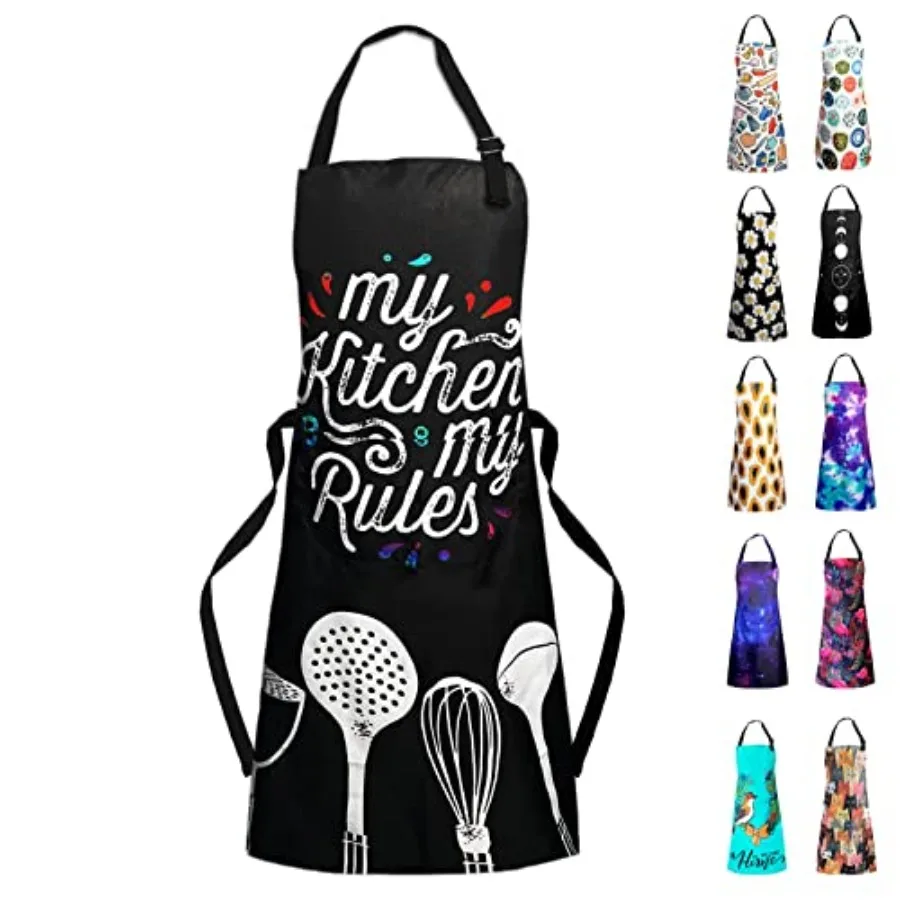 

Adjustable Waterproof Bib with 2 Pockets Cooking s for Women Men Chef
