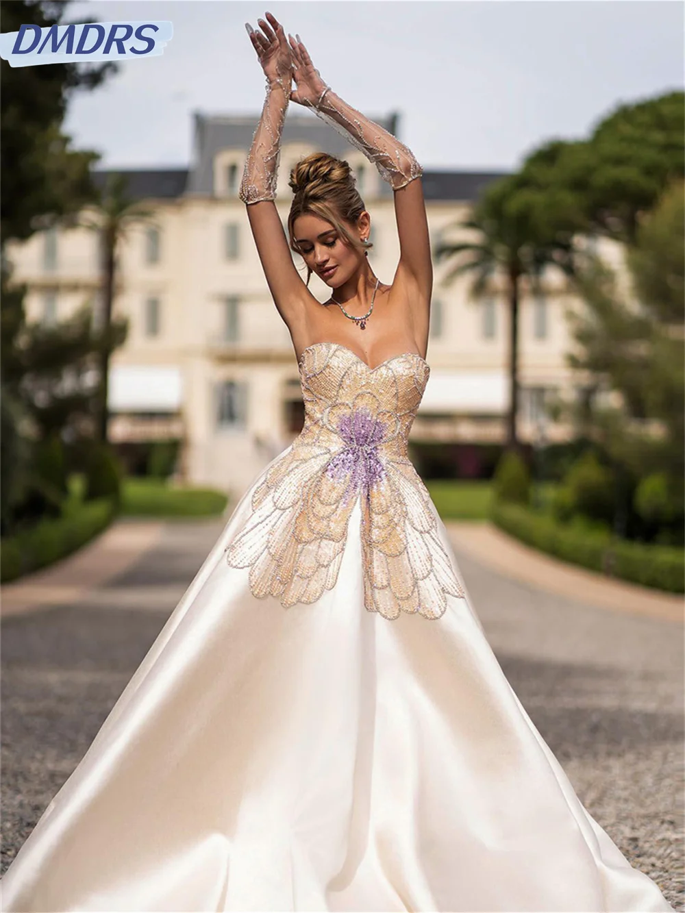 Luxe Kralen Avondjurk 2024 Klassieke Strapless Feestjurk Elegante Mouwloze Jurken Tot Op De Grond Vestidos De Novia