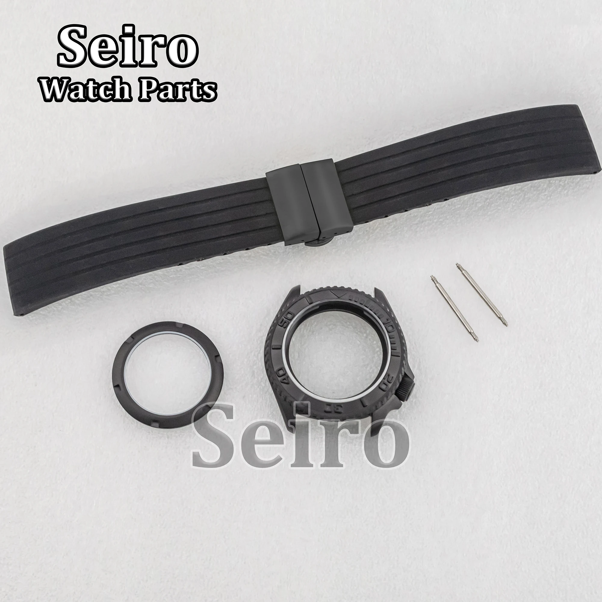 Roestvrijstalen 42Mm Horlogekast Zilver Zwart Saffier Glas Rubberen Band 10atm Waterdicht Aangepast Voor Skx007 Nh35 Nh36 Beweging