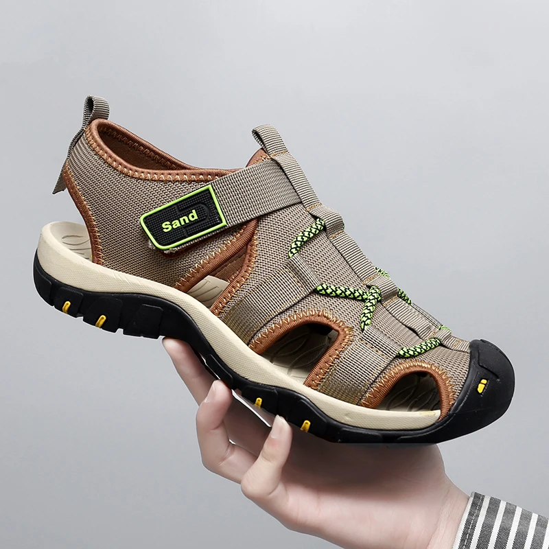 

Летняя пляжная мужская обувь. Новый дизайнерский высококачественный стиль. Уличная прогулка. Сандалии больших размеров для спорта и отдыха. Новинка.