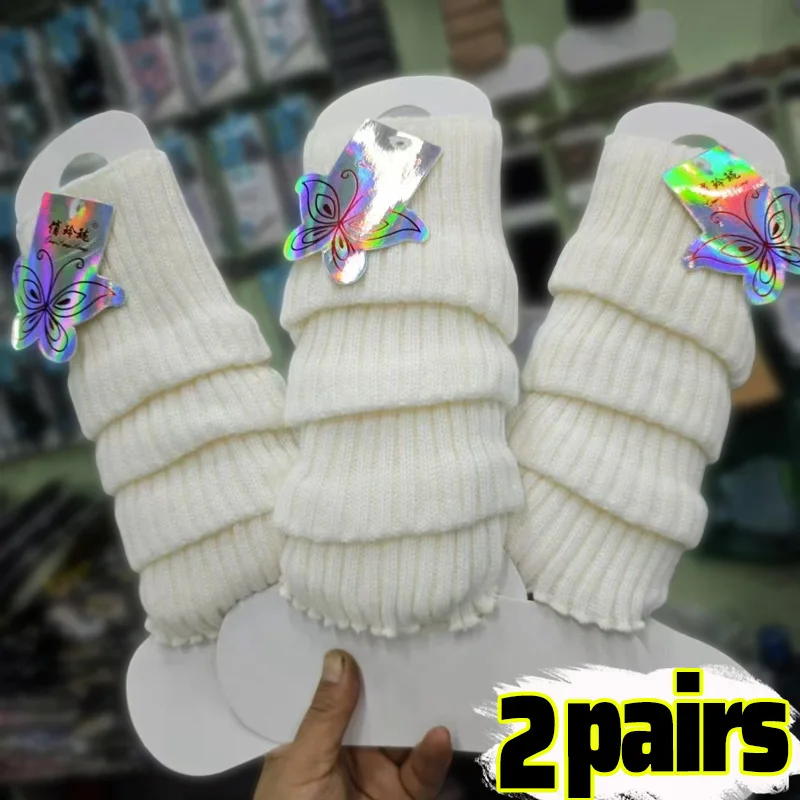 

1/2 пары вязаных гетр Lotila, однотонные белые чулки, чехлы для ног для женщин, осенне-зимние чехлы Lotila, манжеты для ботинок