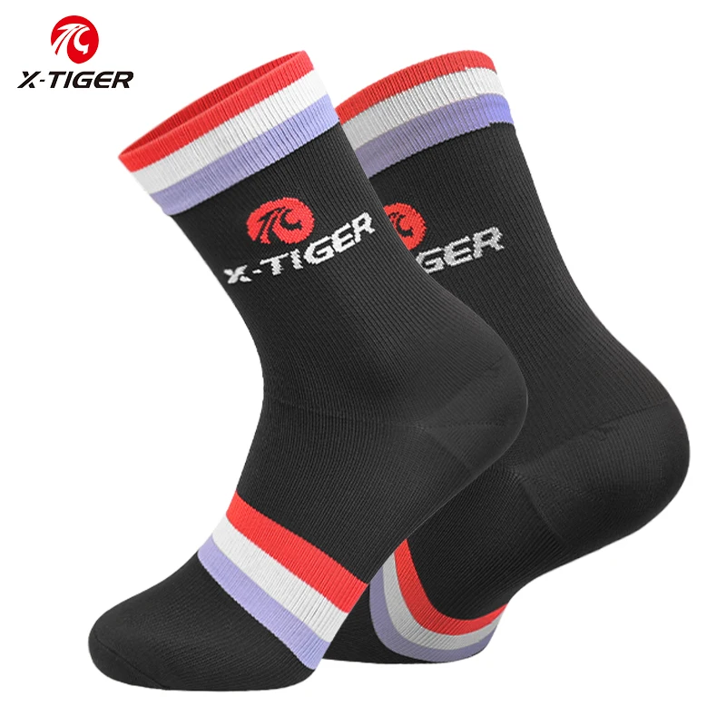 

X-TIGER велосипедные носки для мужчин и женщин, черно-белые велосипедные носки, компрессионные спортивные носки для гонок на открытом воздухе, унисекс, носки для бега