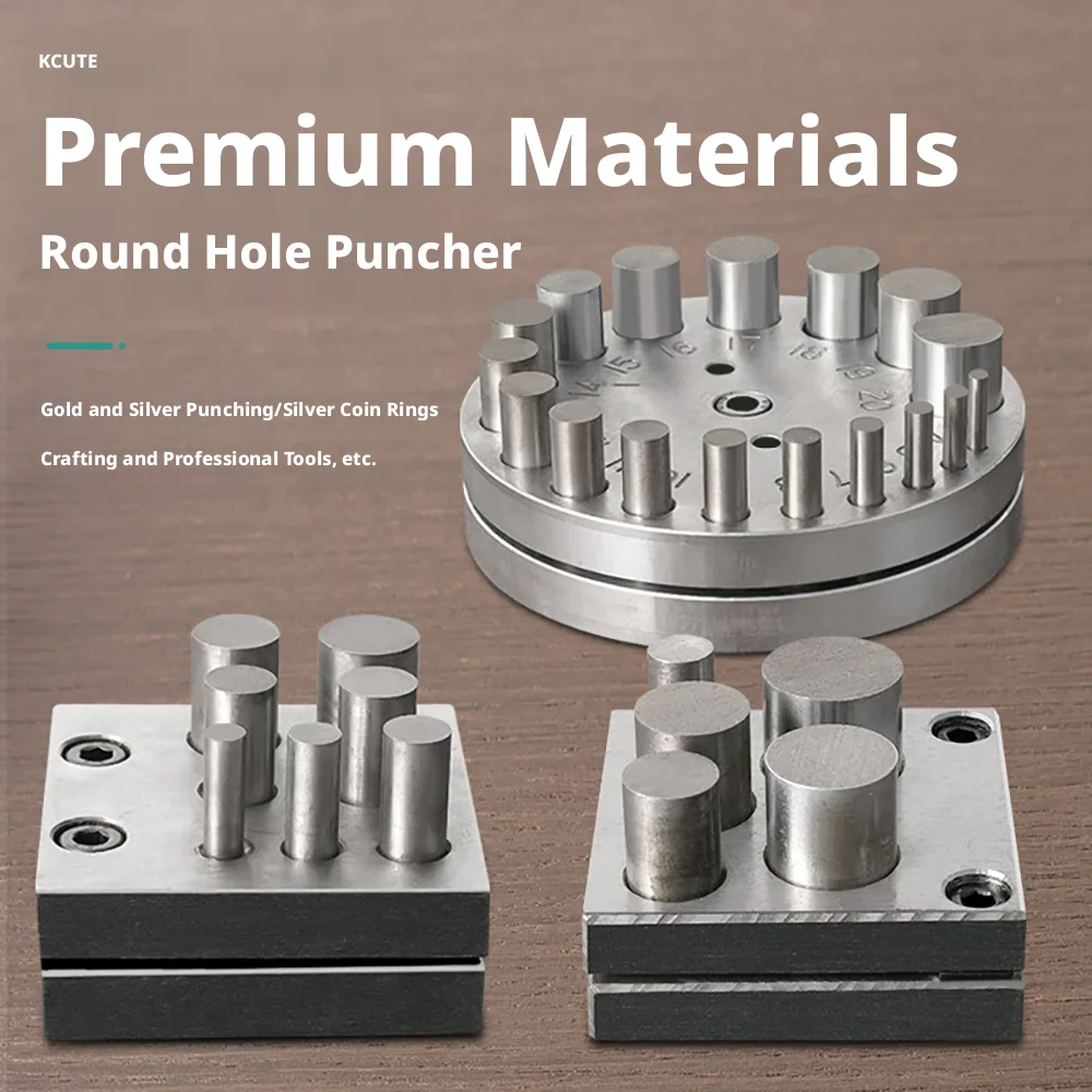 

DIY 17 Hole Punch, Jewelry Round Silver Coin Ring Bell Making 5 Hole Punch Die Metalworking Equipment