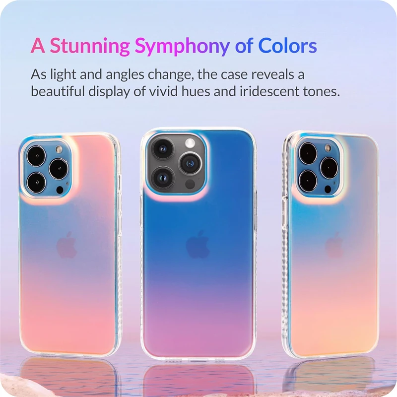 Rainbow Iridescent Laser Gradient Case for IPhone 15 14 13 12 11 Pro Max Plus XS XR X for IPhone15 15Pro 14Pro Shockproof Cover