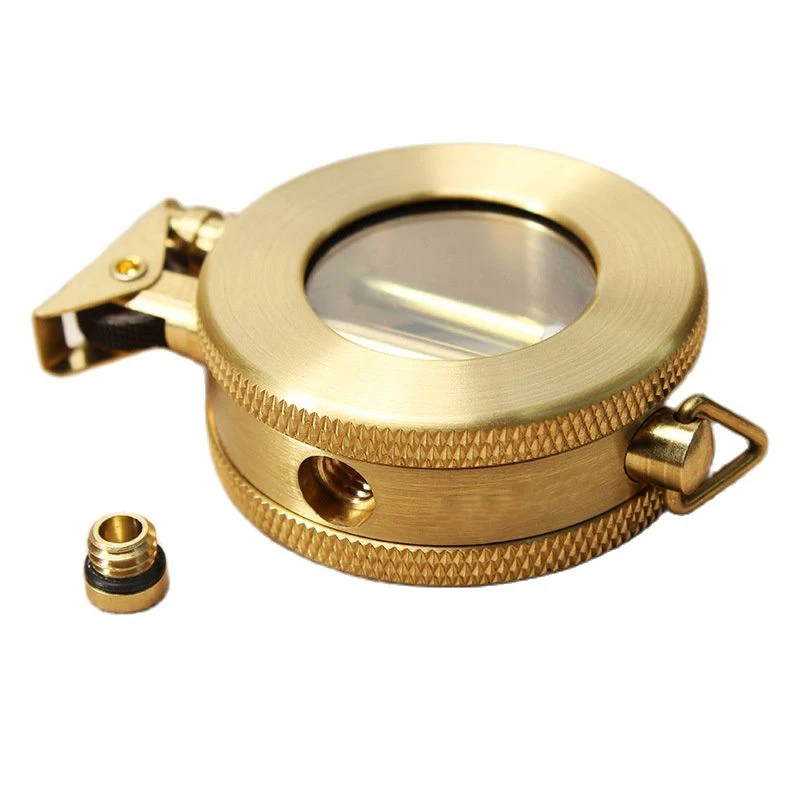 Vintage Style Round Brass Gas Lighter with Transparent Fuel Gauge Oil-Filling Cigarette Lighter Gifting and Collection