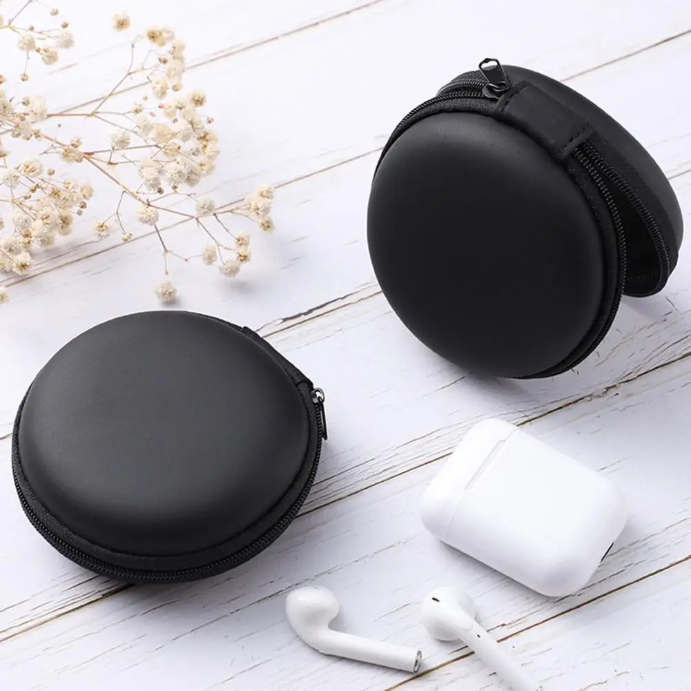 Portable Earphone Storage Case with Zipper Ear Bud Storage Box Headset Headphone Case Mini Data Cable Storage Pouch