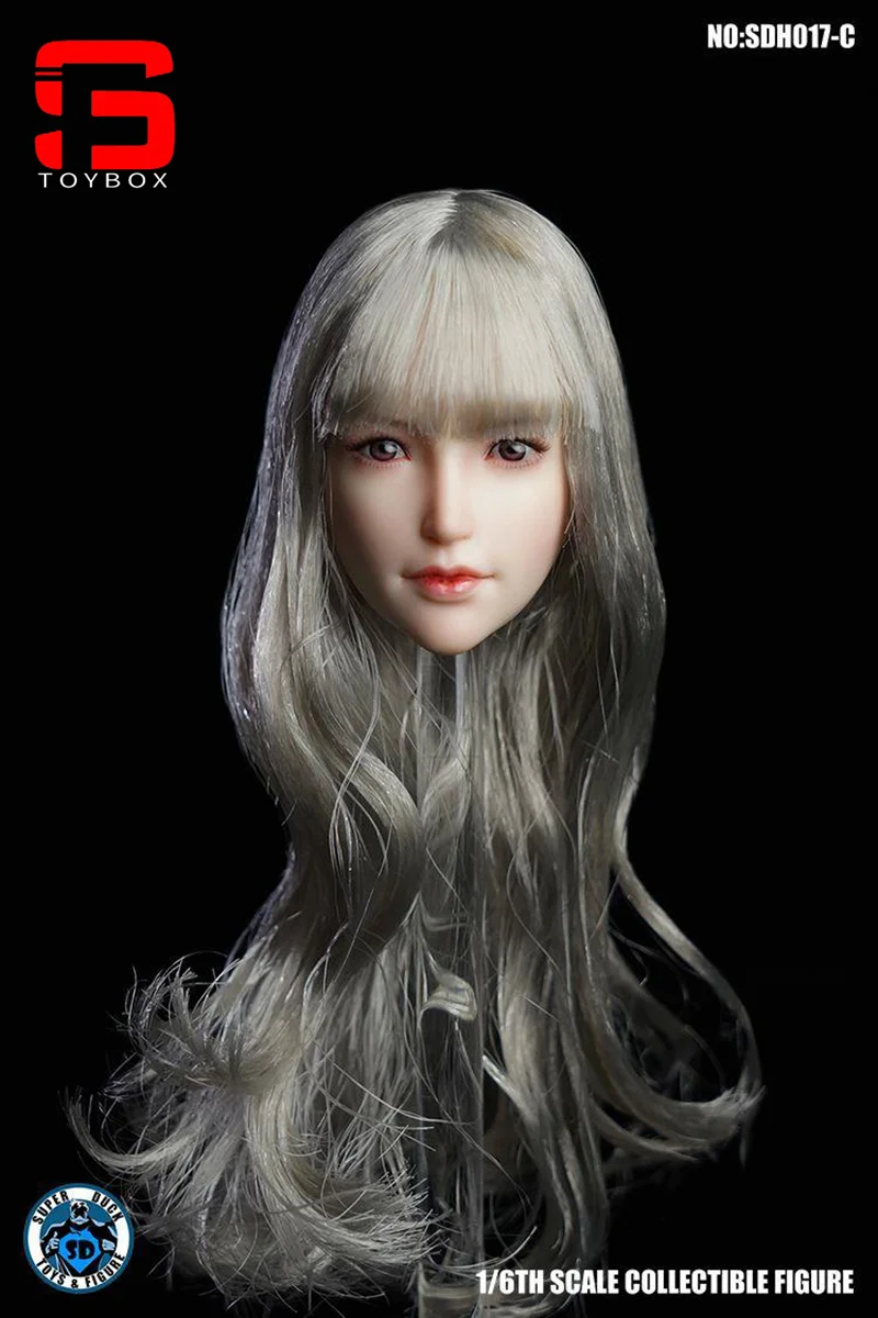 SUPER DUCK Series 1/6 Scale Long Blond/Black Curls Short Hair Beauty Head Sculpt For 12\