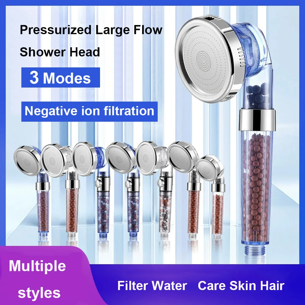 3-Modus-Filterduschkopf aus ABS, Hochdruck-Wasserspar-Sprühkopf, Handbrause mit Filterperlen für das Badezimmer