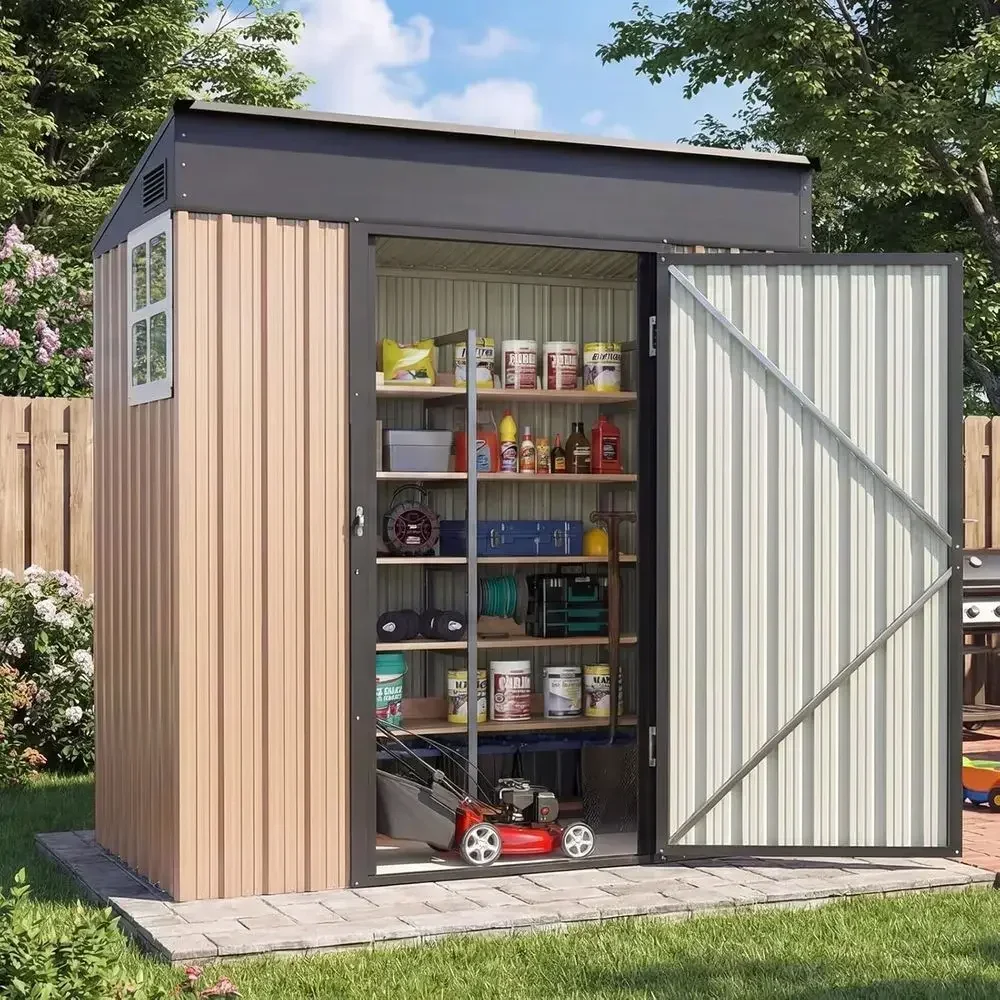 Heavy-Duty 5x3 Outdoor Metal Shed - Lockable, Waterproof, Ideal for Garden, Bikes, Tools, and Temporary Storage