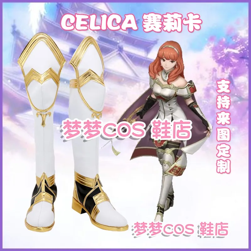 

Костюм для косплея Fire Emblem Warriors Celica, обувь для карнавальной вечеринки, ботинки на Хэллоуин, ботинки ручной работы из искусственной кожи