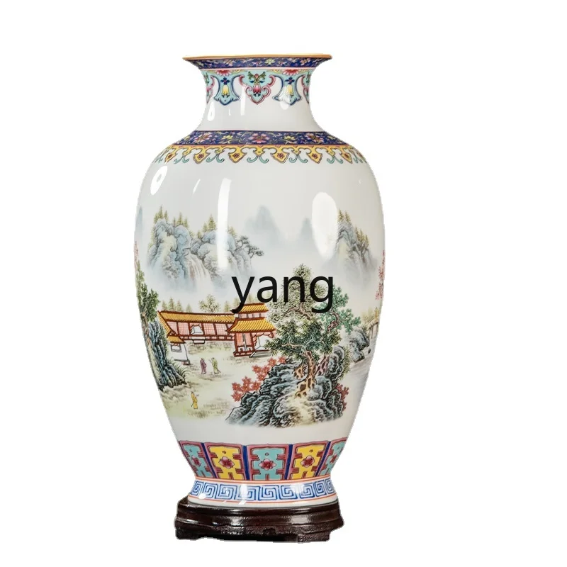 

L'm'm New Chinese Style Hallway Living Room Curio Shelves Home Decoration Porcelain Bottle Flower Arrangement Ornaments