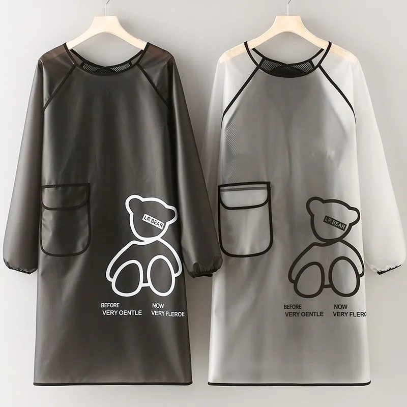 Waterproof Washable Apron Kitchen Transparent Long-sleeved Smock Catering Aquatic Special Car Wash Shop Swimming Pool TPU Smock