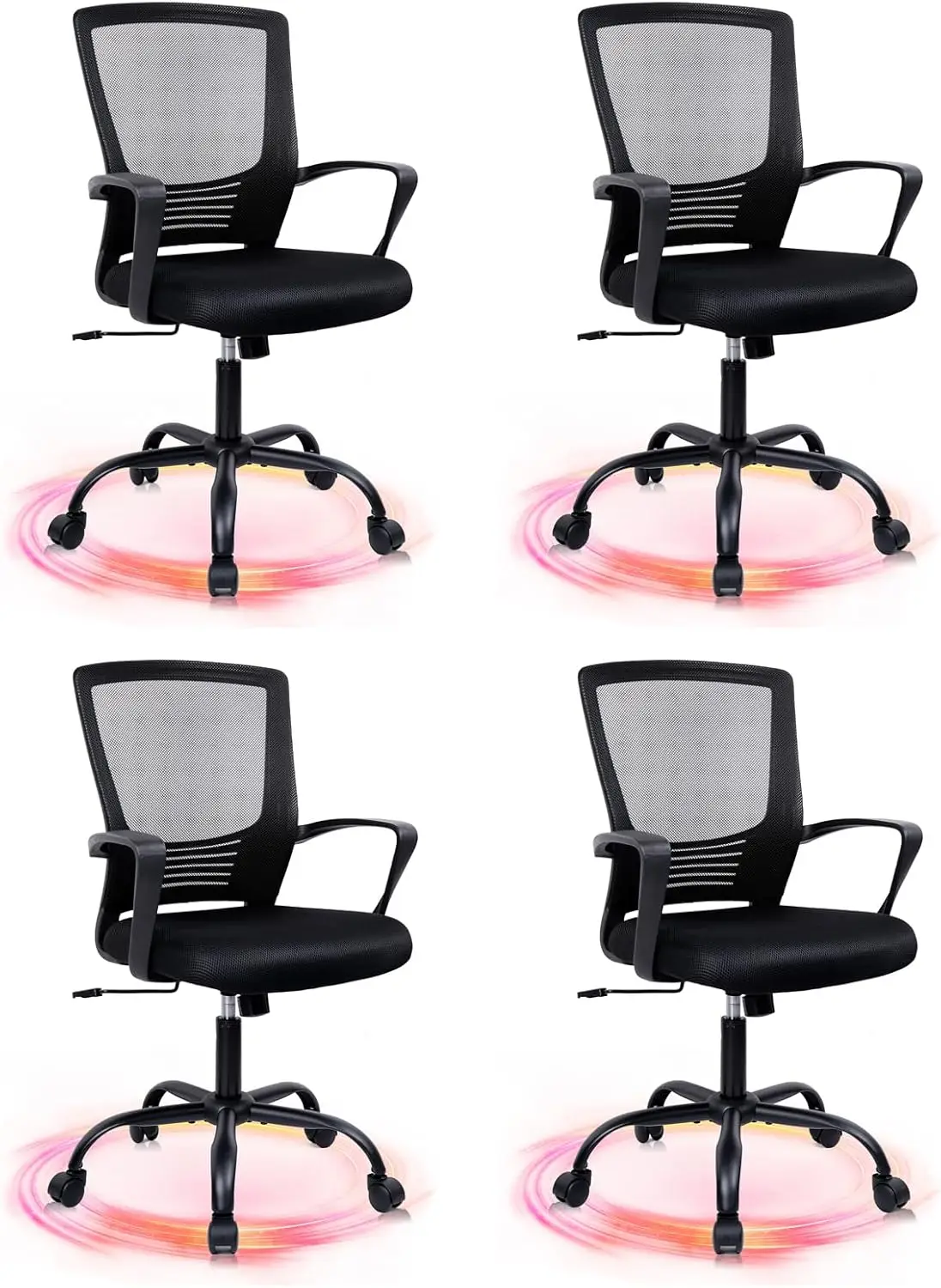 

CLATINA Office Chair Ergonomic Rolling Computer Desk Chair with Lumbar Support, Mesh Swivel Executive Chairs with Armrest Wheels