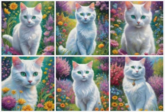 

8Style Choose White Cat Flower Meadow, Art Print Silk Poster Home Wall Decor