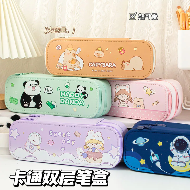 

Cute Double-layer Pencil Case with Large Capacity Stationery Storage Pencil Box for Elementary Students Universal Stationery Box