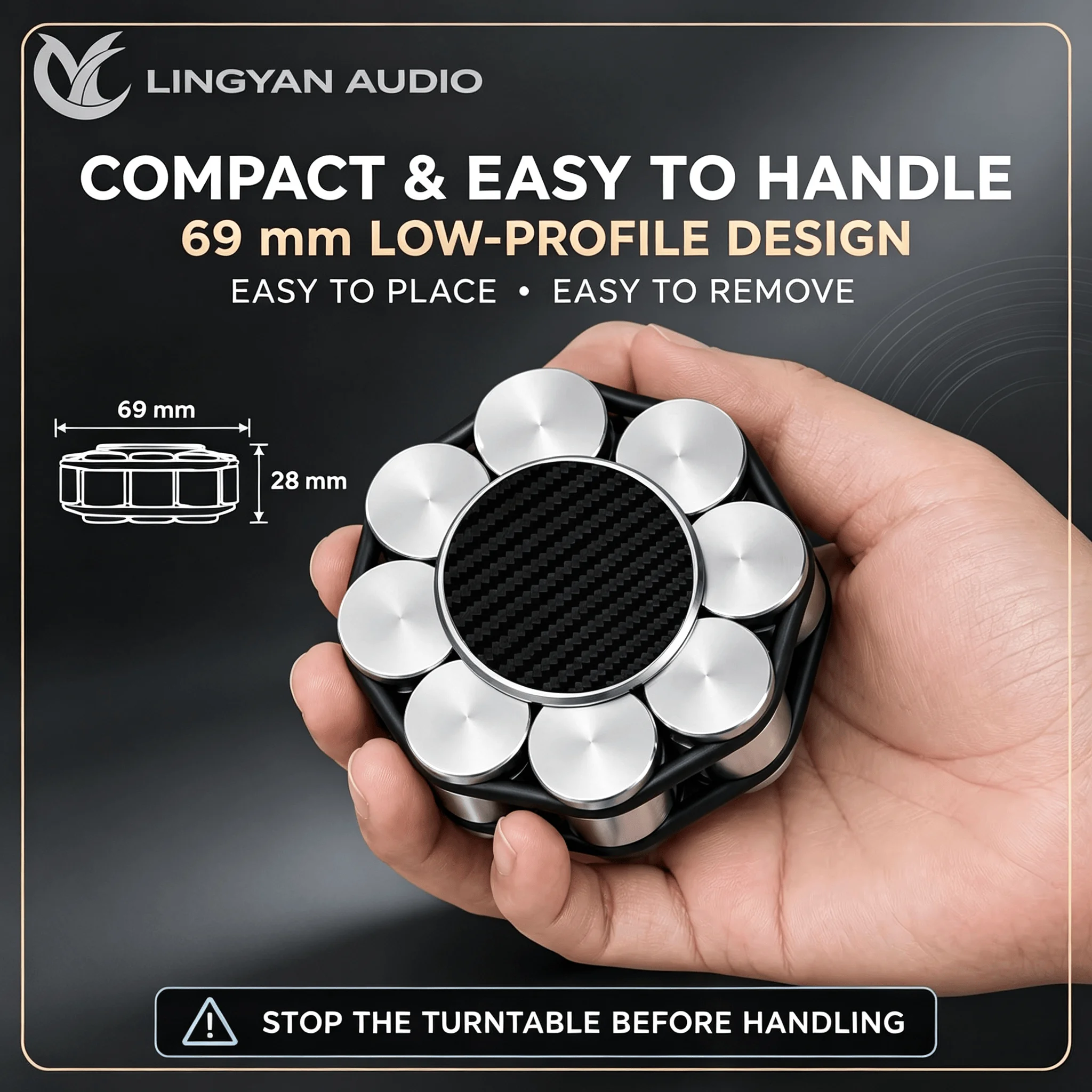 6063 Aluminum Carbon Fiber Turntable Weight 280g Vinyl Record Stabilizer 7.2mm Spindle For LP Record Player HiFi Accessory
