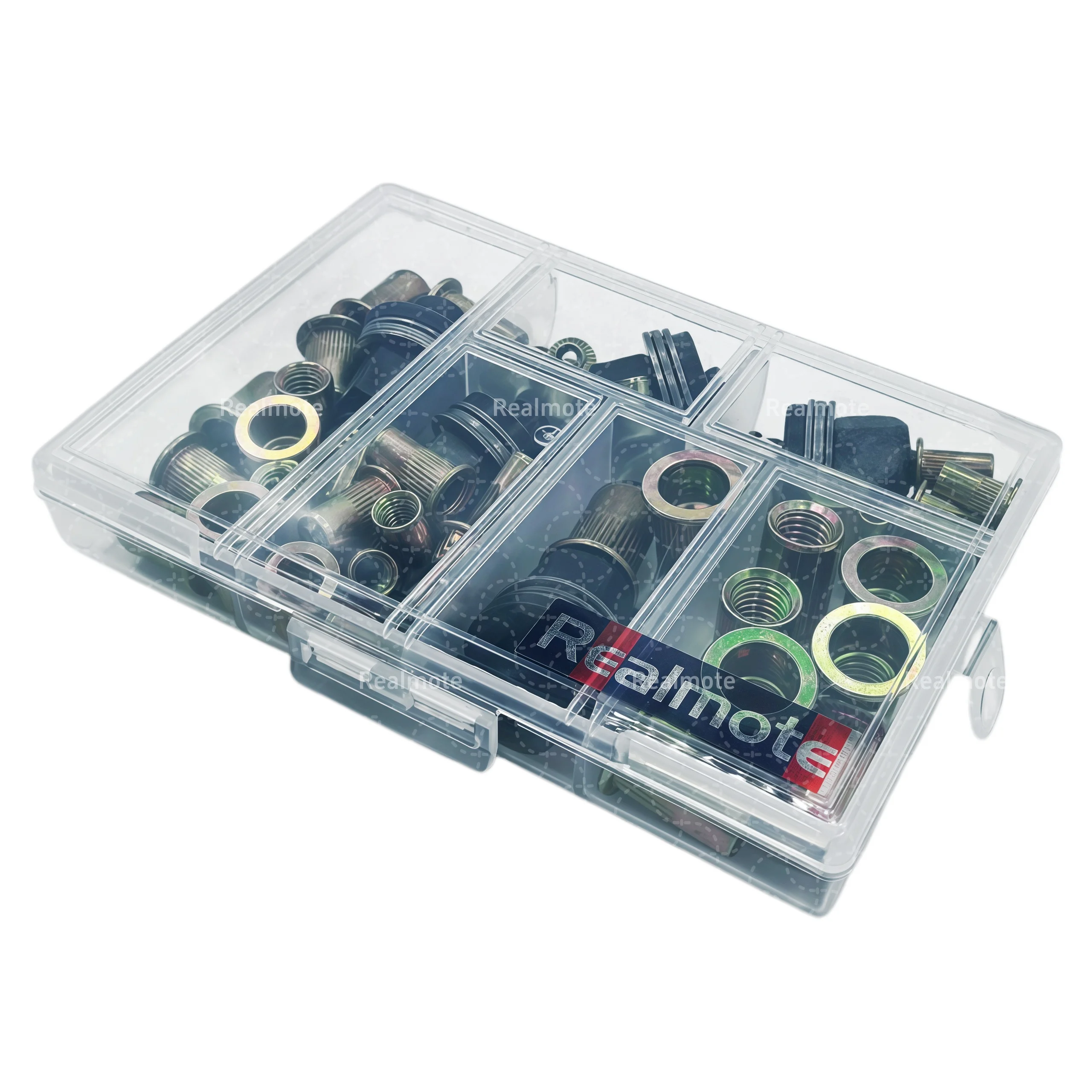 53pcs Rivet Nut Tool Set M3-M8 Manual Carbon Steel Riveter Kit 5 Mandrels 48 Nuts for Automotive Repair Sheet Metal Fastening
