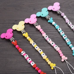 Cartoon Silicone Baby Pacifier Clips Customized Name Teether Teething Chew Toy Baby Dummy Chain Holder Soother Chain Nipple Clip