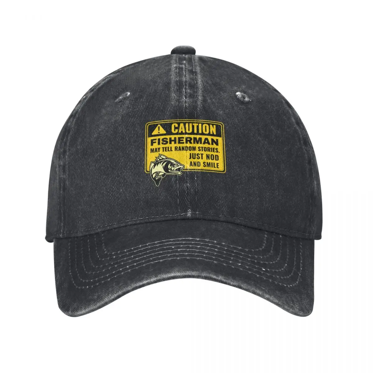 Caution, Fisherman may tell random stories non-distressed Baseball Cap custom Hat New Hat Hats Man Women's