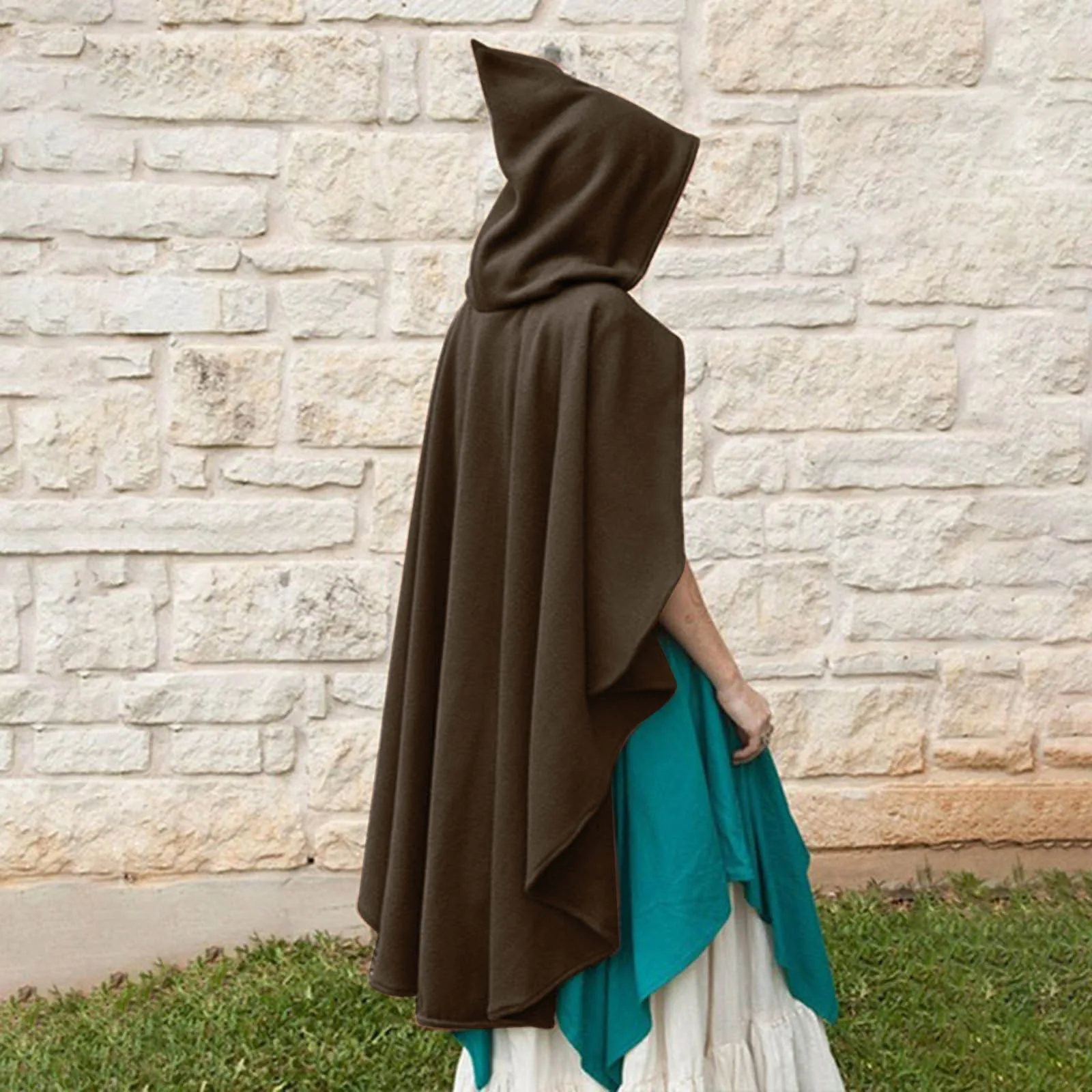 Women Halloween Hood Cloak Fashion Casual Retro Medieval Coat Role Playing Musulman Gothic Renaissance Prayer Costume Cloak