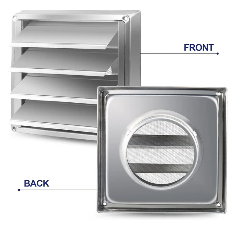 

CQMF-Metal Dryer Vent Cover With Metal Mesh Screen, Outdoor Stainless Steel Louvered Vent For Easy Installation