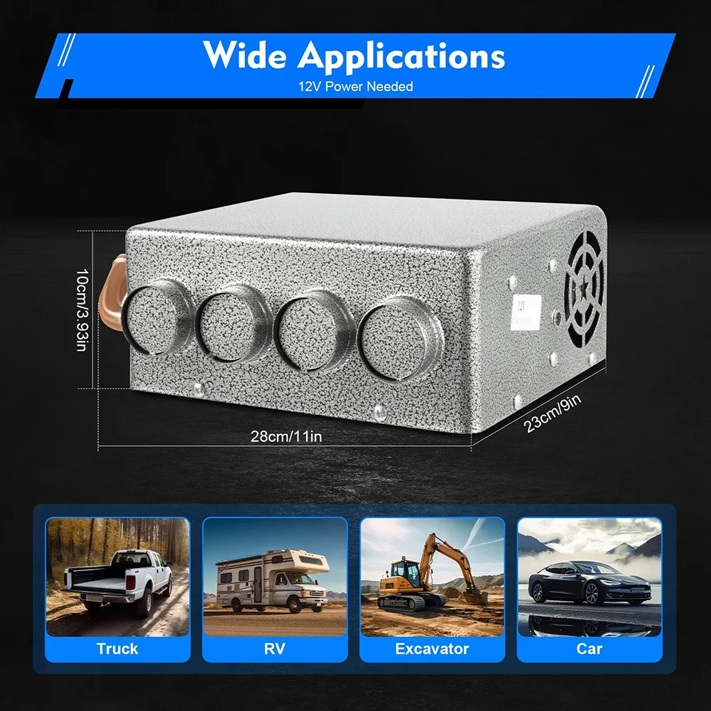 

Car Heater Defroster 4-hole Car Auxiliary Heater For Winter Heating Defogging And Defrosting Interiors 12V/24V 8A Accessories