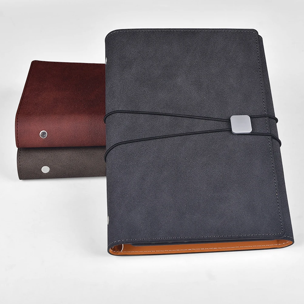 

A5 PU Notebook with Strap for Journaling Sketching Grey Student Business Style Creative Diary Pen Coins Holder