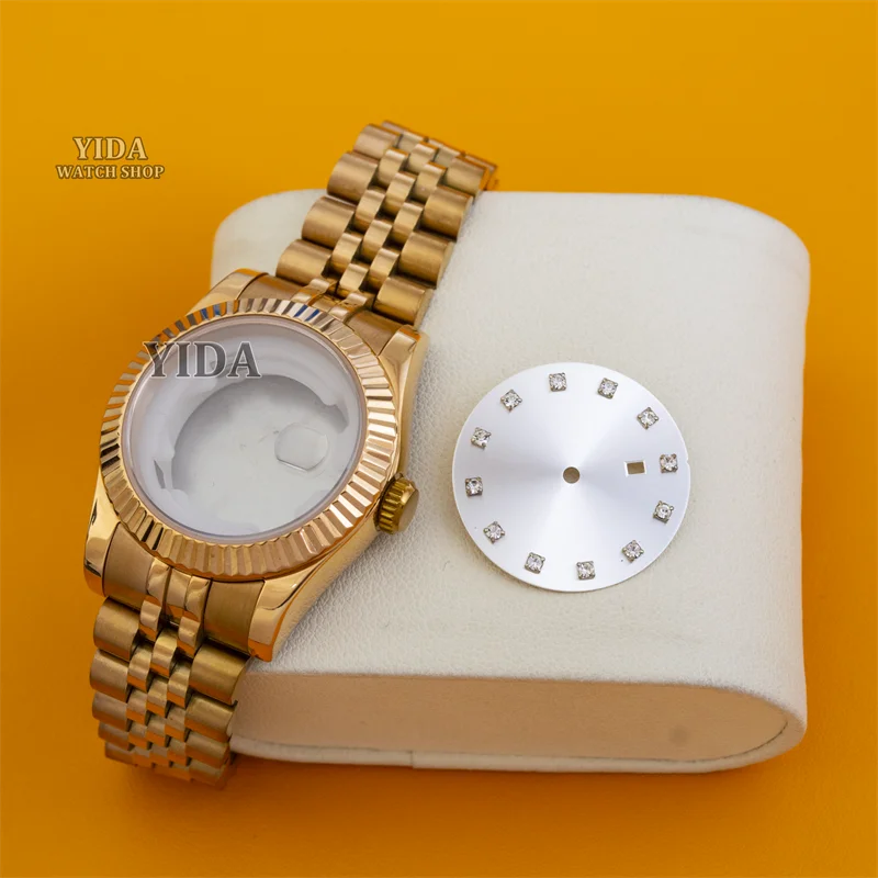 33MM Women's Watch Case Stainless Steel Bracelet Sapphire Crystal 25mm Diamond Dial For DATEJUST NH05 NH06 Movement Accessories