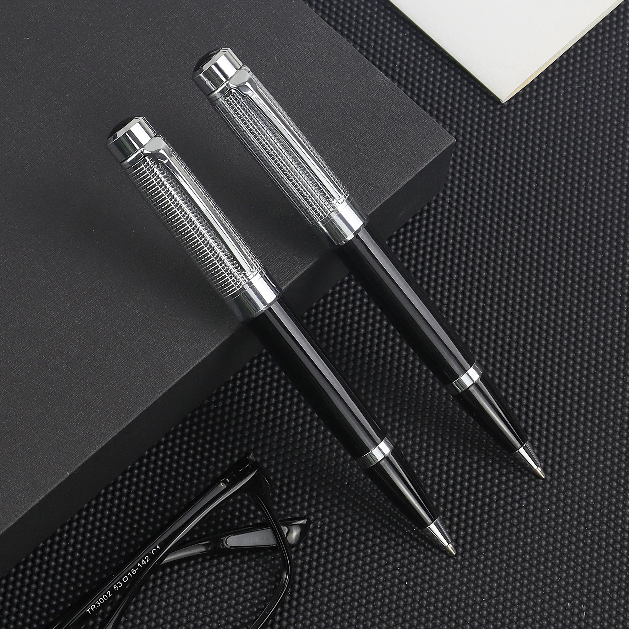 1 Pc Luxury Black Metal Ballpoint Pen,Exqusite Pattern,Gift Box Pack,Business Pen,School Office Stationery,Writing Instrument