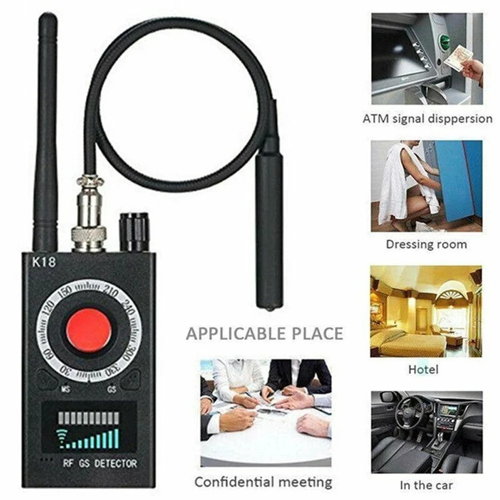 K18 Multi-function Anti Mini Bug Audio Spy-Camera Detect GSM Finder GPS Signal Lens RF Locator Tracker Wireless Camera Detector