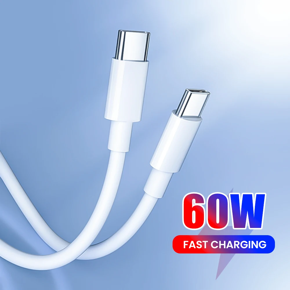 30cm Dual Type-C PD60w Cable USB C to USB C Fast Charging Data Transmission Cable Portable Mobile Phones Power Bank Short Charge