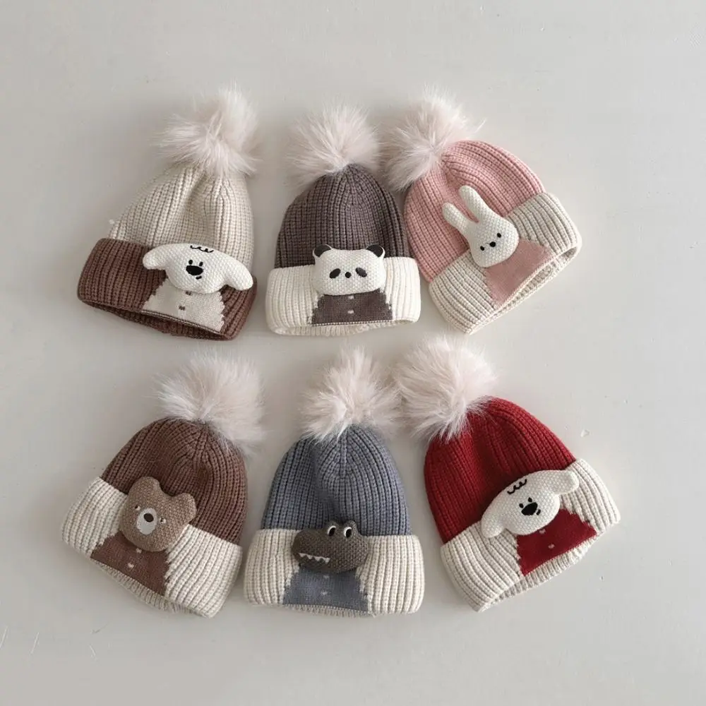 

Fashion Thickened Knitted Hat Winter Warm Windproof Beanies Cap Cold Proof Cute Cartoon Warm Hat Newborn