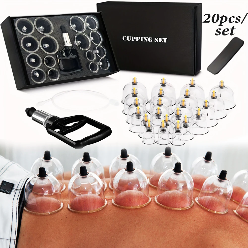 

20 шт. набор для релаксации банок с ручным насосом и детальным руководством для банок разных размеров вакуумных чашек, массажные банки